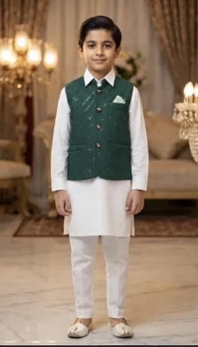 Green waistcoat for boys - green,