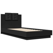 Bed Frame with Headboard and LED Lights Black 75x190 cm Small Single vidaXL