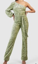 Green Sequin One Shoulder