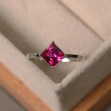 Natural Ruby Ring Princess Cut