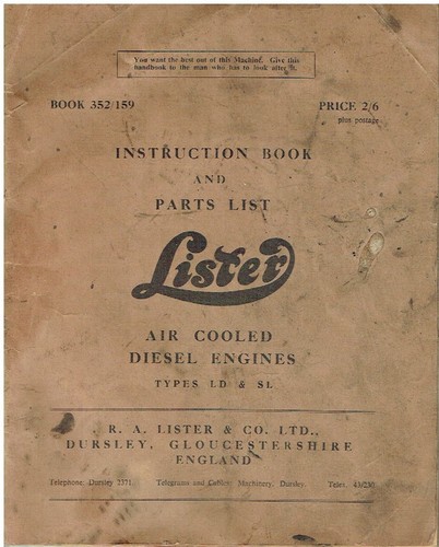 Lister 1 cyl ind - ld, sl