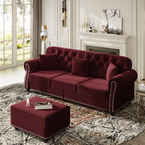 Upholstered velvet sofa - 82.6"upholstered,
