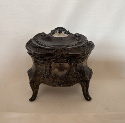 Antique pewter trinket box - trinket,