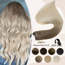 Human Hair Extensions 100% Real Remy Silky Straight Ombre Balayage 12-18 Inch