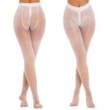 UK Women's Zipper Crotch Pantyhose Hosiery Sexy Sheer Oil Shiny Glossy Stocking 