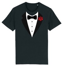 Adult Kids TUXEDO Tux TShirt Funny Matching Fancy Dress Rose James Bond Funny