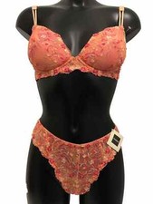 Orange Floral Bra Underwired