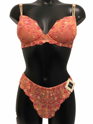 Orange floral bra - orange, underwired