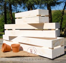 WHITE NARROW TROUGH WOODEN GARDEN PLANTER FLOWER POTS FRUIT CRATES BUSHEL BOXES