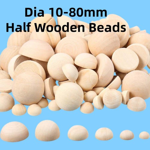 Half wooden beads unfinished - wooden,