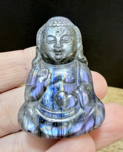 Crystal labradorite buddha - labradorite,