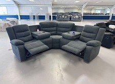 Roma | Grey Fabric Corner Recliner Sofa With Cupholders