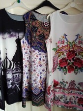 Blouses Tunics Indian Tops  X3 Med Print Colour Sleeveless Polyester Summer Hols