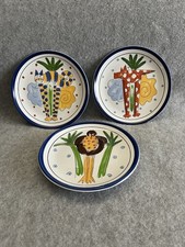 Vintage St Michael M&S Decorative Wall Plates Trio Cat Dog Bird Emu Colourful