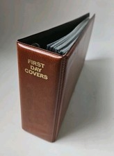 FDC brown First Day Cover ring binder Album with 22 leaves