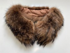 Beautiful Peach Brown Long Pile Real Fur Collar Scarf Hood Trim
