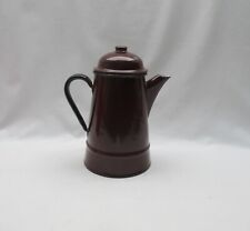 Vintage retro 1ltr brown enamel coffee pot jug Made in Poland (Habitat??)