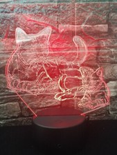 Cats Kittens 3D Led Colour Changing Bedroom Lamp