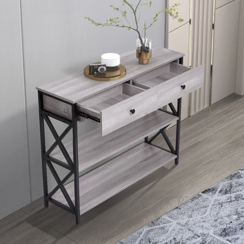 Grey console table - table, hallway