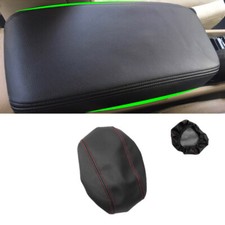 Black Leather Center Console Lid Armrest Box Cover for Honda Civic 8th 2006-2011