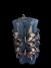 Vintage Old Hand Carved Candle Wax Large Blue Sculpture