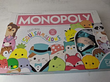 SQUISHMALLOWS MONOPOLY Board Game  Box Exclusive Cam the Cat Plush Toy JM306