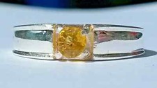 Natural yellow Sapphire solitaire ring UK size L