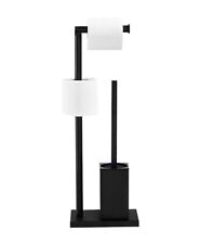Mat Black Stainless Steel Toilet Roll Dispenser With Brush Holder Free Standing