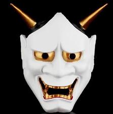 WHITE Oni Devil Mask Traditional Japanese Halloween Demon Fancy Dress Cosplay