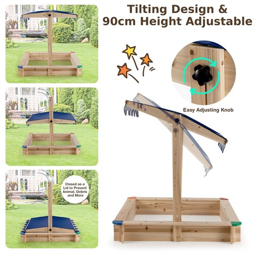 Costway kids wooden sandbox - kids,