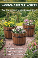 Rustic wooden barrel - barrel, planter