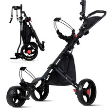HOW TRUE - Quality 3 Wheel All Terrain Golf Trolley - Lots of Features - Black