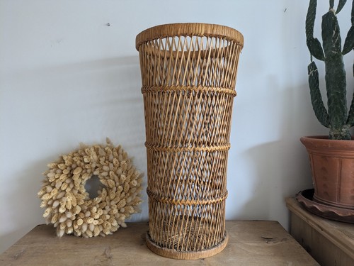 Vintage tall woven wicker - vintage,