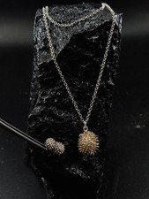 BEAUTIFUL Vintage Sterling Silver Hedgehog Necklace + Stud Earring Set 18" 9g