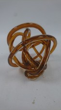 Hand Blown Amber Glass Knot Sculpture Modern Art Home Decor Ornament Collectable