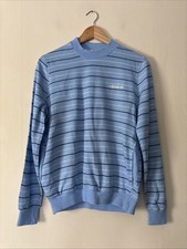 Vintage 70s 80s? Adidas Blue Striped Sweatshirt Pockets Made In France Size M