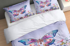 ?3DPurple  Butterfly Duvet Quilt Cover Set Bedding Set 2 Pillowcases