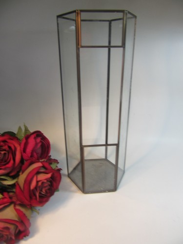 Glass tall terrarium hexagonal - glass,