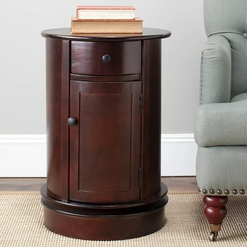 Drum end table storage - w, round