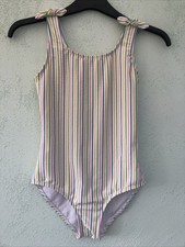 GIRLS LINED SWIMMING COSTUME AGE 12-13 YEARS FROM GEORGE STRIPED WITH BOWS