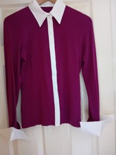 Anne Fontaine nuage jersey shirt with double cuffs and stiff collar 40 NWOT