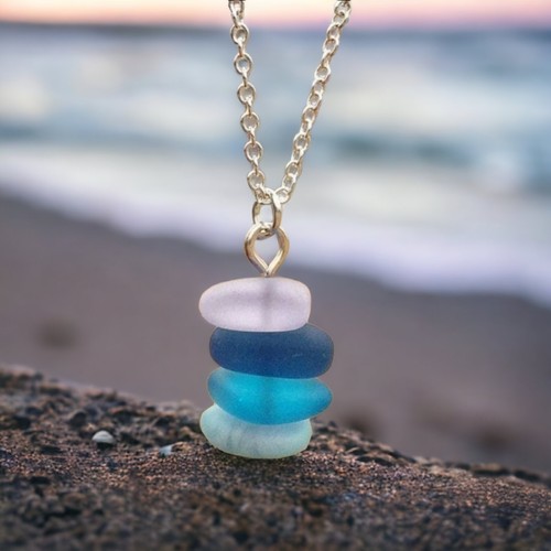 Sea glass necklace - sea,