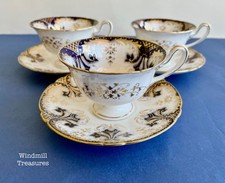 3 SHELLEY PORCELAIN COBALT