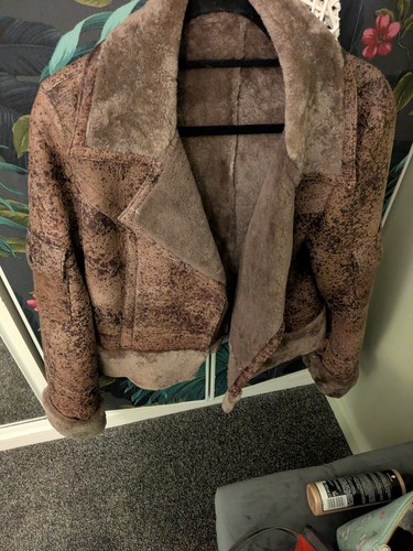 Brown faux leather fur - leather,