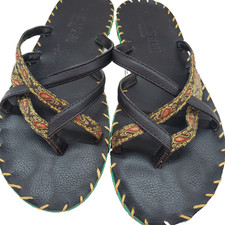 Merrell Sun World Ba Na Hills Resort Flip Flops Gold Trim Green Wrap Size 42