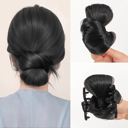 Fluffy texture bun - fluffy, wig
