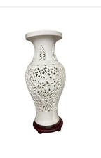 Antique Chinese Reticulated Porcelain Blanc De Chine Ceramic Vase