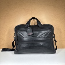 TUMI Leather Black Briefcase Laptop Bag Business Travel Messenger 96111DH