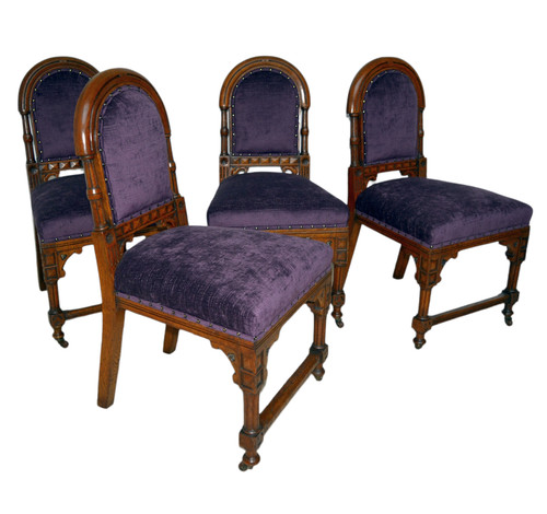 Fine set antique oak gothic - set,