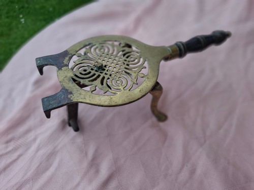 Antique brass kettle trivet - antique,